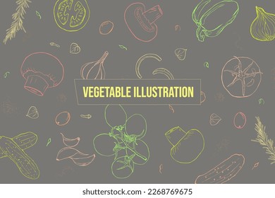Vegetable sketch style line art illustration vector
