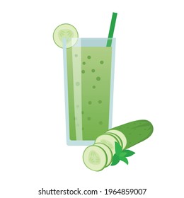 Vegetable smoothie with cucumber. Vector illustration