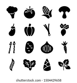 vegetable solid icons vector design