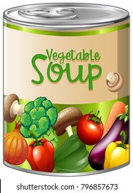 Vegetable Soup In Aluminum Can Illustration