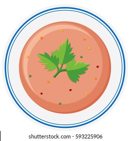 Vegetable soup in bowl illustration