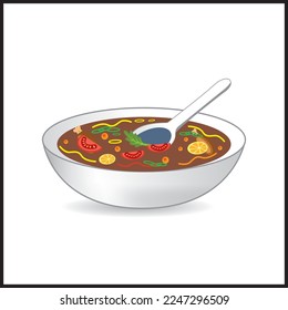 Vegetable Soup Bowl Vector and Soup Bowl Image Vector Design