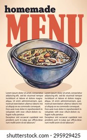 Vegetable soup design template. Homemade food menu background