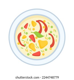 Vegetable soup flat icon Food blog. Vector illustration