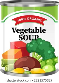 Vegetable Soup in Food Can Vector illustration