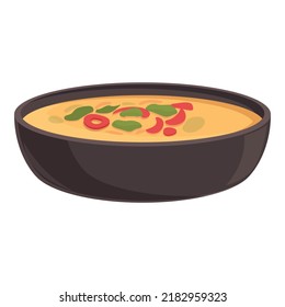 Vegetable soup icon cartoon vector. Dish food. Meat cooked