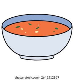 vegetable soup on a bowl food healthy flat color vector illustration template design
