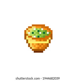Vegetable soup pixel art. Food pixel art. Icon food. Icon soup. Vector illustration.