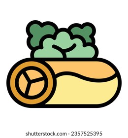 Vegetable spring roll icon outline vector. Cuisine food. Asian meat color flat