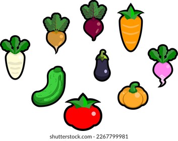 vegetable sticker vector icon set