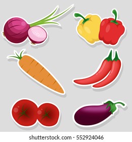 Vegetable stickers vector illustration