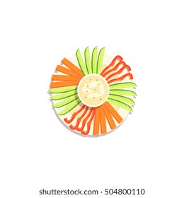 Vegetable Sticks And Hummus Classic Christmas Symbol Colorful Illustration
