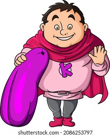 The vegetable superhero with the eggplant of illustration