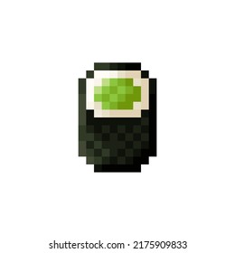 Vegetable sushi pixel art. Vector illustration.
