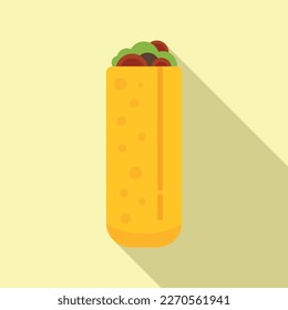 Vegetable taco icon flat vector. Mexican food. Soft meat