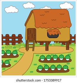 granja de huertos tailandeses en verano  