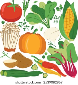 Vegetable themed sticker pack variations