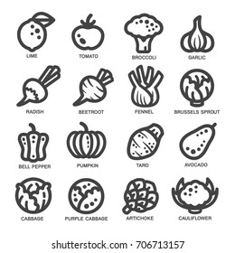 vegetable thin line icon set,vector illustration