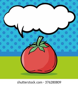 vegetable Tomatoes color doodle, speech bubble
