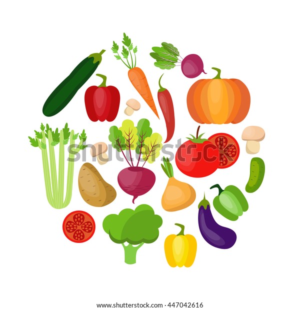 Vegetable Vector Circle Background Modern Flat Stock Vector (Royalty ...