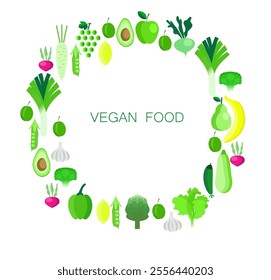 Vegetable vector frame. Vegan food. Template frame with fresh vegetables. Gardening or farming concept Design for flyer, menu, template, logo, print, packaging, card.