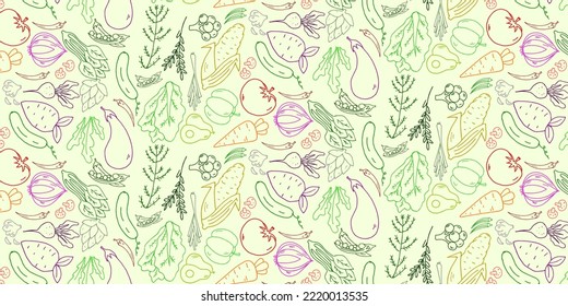 Vegetable Vector Hand Drawn Pattern