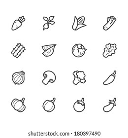 Vegetable Vector Icon Set On White Background