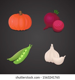 Vegetable vector icon set.3d icons.