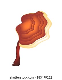 Vegetable, Vector Illustration of A Ganoderma Lucidum and Ling Zhi Mushroom Isolated on A White Background. 