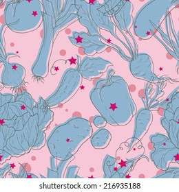 Vegetable vector seamless pattern