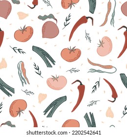 vegetable vector seamless pattern colorful vegan seasonal harvest food