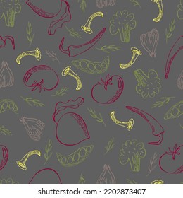 vegetable vector seamless pattern colorful vegan seasonal harvest food