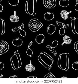 vegetable vector seamless pattern colorful vegan seasonal harvest food