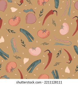 vegetable vector seamless pattern colorful vegan seasonal harvest food