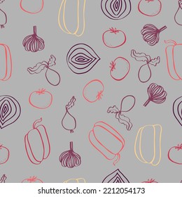 vegetable vector seamless pattern colorful vegan seasonal harvest food