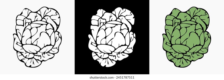 Silueta de Vector vegetal, ilustración vegana, contorno vegetariano, gráfico de minimalismo orgánico de granja.