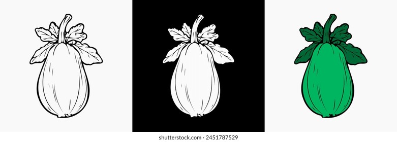 Silueta de Vector vegetal, ilustración vegana, contorno vegetariano, gráfico de minimalismo orgánico de granja.