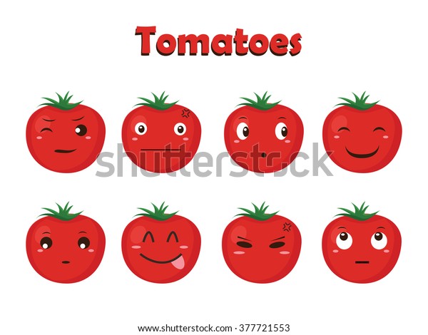 Vegetable Vector Tomato Cartoon Different Expressions Stock Vector Royalty Free 377721553 6432