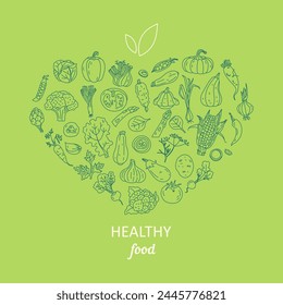  Vegetable vector web banner in heart shape