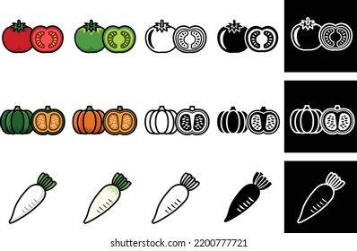 vegetable vectors tomato pumpkin redish