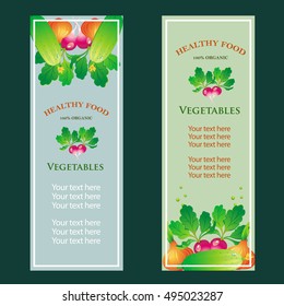 vegetable vertical banner with onion,carrot,cucumber,and bit