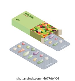 Vegetable vitamins. Vegetarian pills.