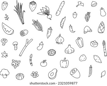 Vegetable wallpaper line drawing illustration