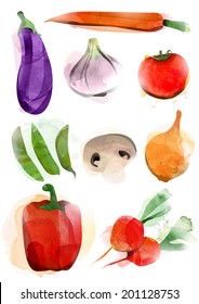 Vegetable Watercolor These Objects can be separate.