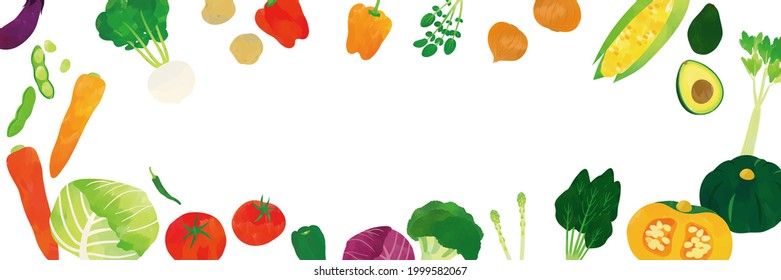 Vegetable watercolor touch illustration frame