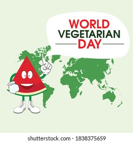 Vegetable Watermelon personaje Vector con festejo del día mundial de la vegetación