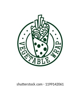 VEGETABLE WRAP In Round Line Art Illustration. Vector, Logo.