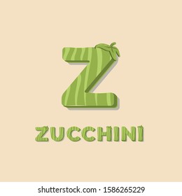 Vegetable "Zucchini" lettering poster design. Vector illustration.