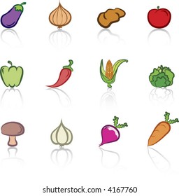 Vegetables 1 color icons set