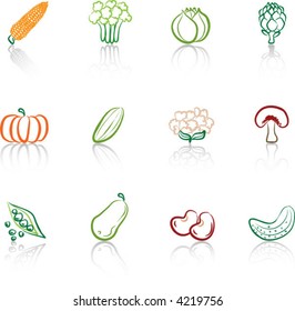 Vegetables 2 color icons set